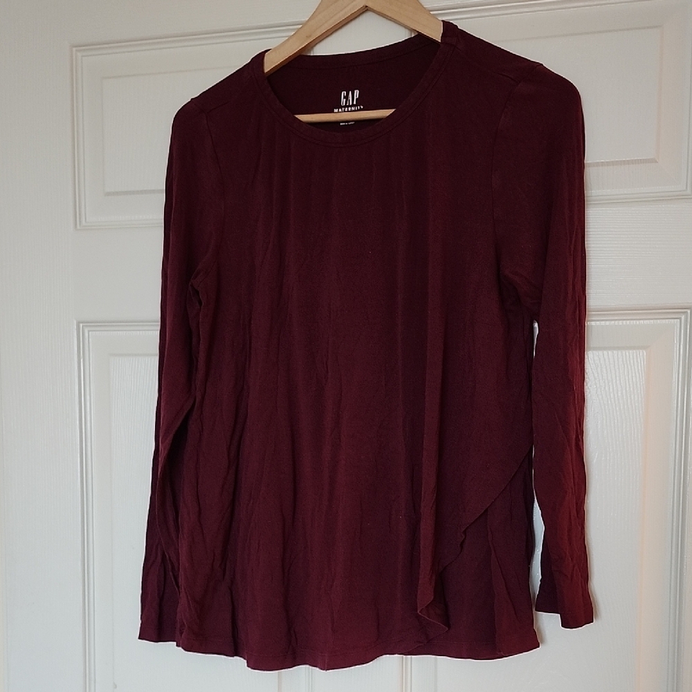 GAP Women's Maternity Burgundy Long Sleeve Tee